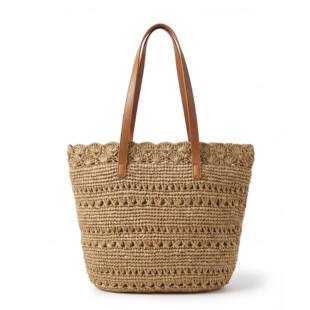 One-shoulder bag, straw capacious purse, beach basket