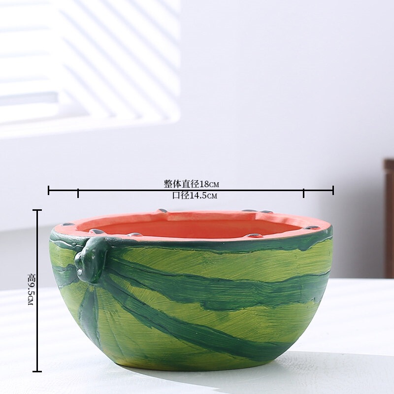 Large Watermelon-Shaped Succulent Flower Pot, Creative Hand-Painted Coarse Pottery, Breathable, Large Diameter, Large Size, Cluster Planting, Home Use, Special Price Ceramic Large Watermelon-Shaped Succulent Flower Pot, Creative Hand-Painted Coarse Pottery, Breathable, Large Diameter, Large Size, Cluster Planting, Home Use, Special Price Ceramic