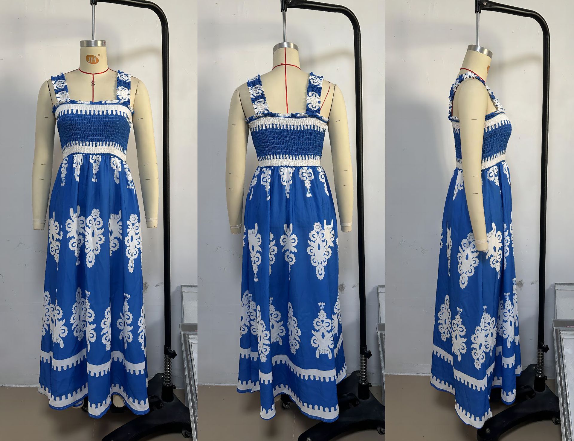 364g Weight Maxi Long Dress Dress Length Type Sleeveless Sleeve Length Strap Dress Dresses Type Polyester Fabric Type High Waist Waist Line Holiday Occasion Strap Neckline Loose Fit Type Printing Pattern 2025 Spring and Summer Season Women's Gender Elegant, Vacation Style Wholesale Women's Elegant Vacation Printing Holiday Strap Sleeveless Strap Dress 3