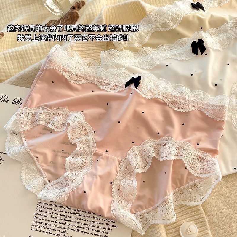 夏フレンチレースロマンチックな女の子の下着 7A 抗菌綿クロッチミッドウエストヒップリフティング肌に優しい通気性ブリーフ|undefined