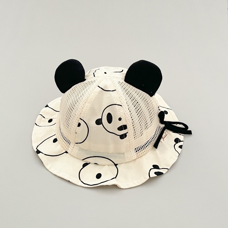 Sombrero de bebé sombrero de verano transpirable sombrero de pescador de niño lindo panda sombrero de bebé sombrero de sol delgado sombrero de sol de niña