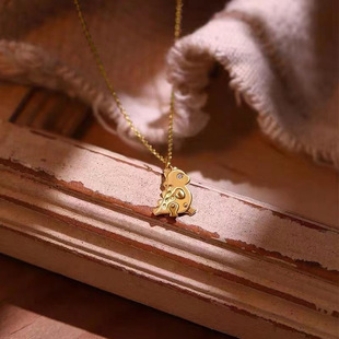 Мультяшный милый свежий динозавр, бриллиантовая подвеска, изысканное ожерелье для друга, золото 18 карат, подарок на день рождения