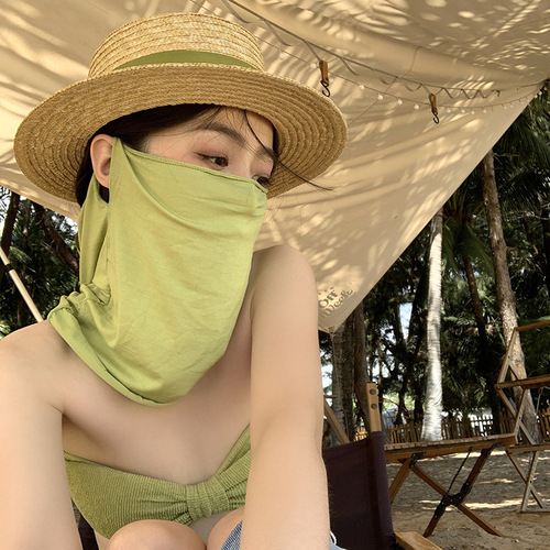 夏季沙滩度假草帽女法式绿色蝴蝶结平顶遮阳防晒帽小清新遮阳帽子