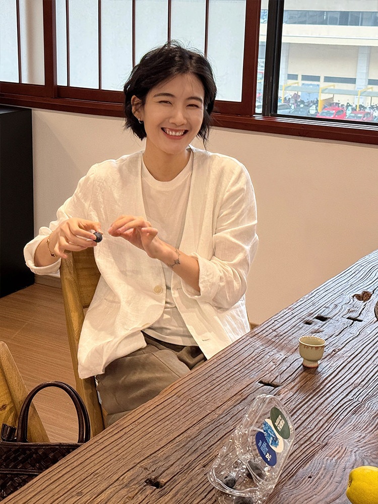 2026 New Thin V-Neck Linen Cardigan Jacket for Women, Spring and