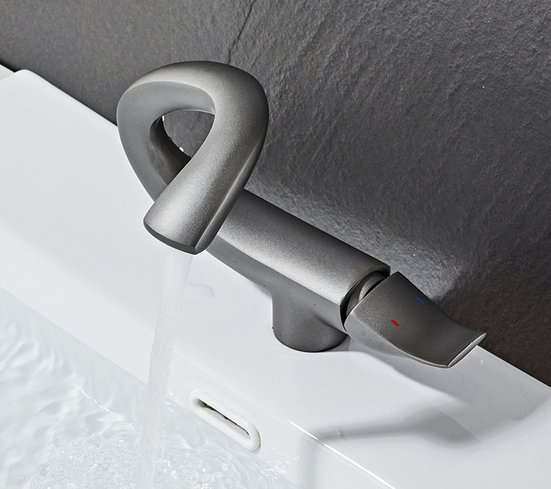 New cross-border black and gold all-copper washbasin, creative faucet, personalized hot and cold water top basin and bottom basin faucet undefined