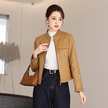 真皮皮衣女士短款海宁皮夹克修身2025春秋皮衣绵羊皮外套修身显瘦