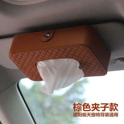 Car tissue box/set Hanging Tissue Box Car Armrest - give-paper-towels-plaid-tissue-box-brown-clip-style