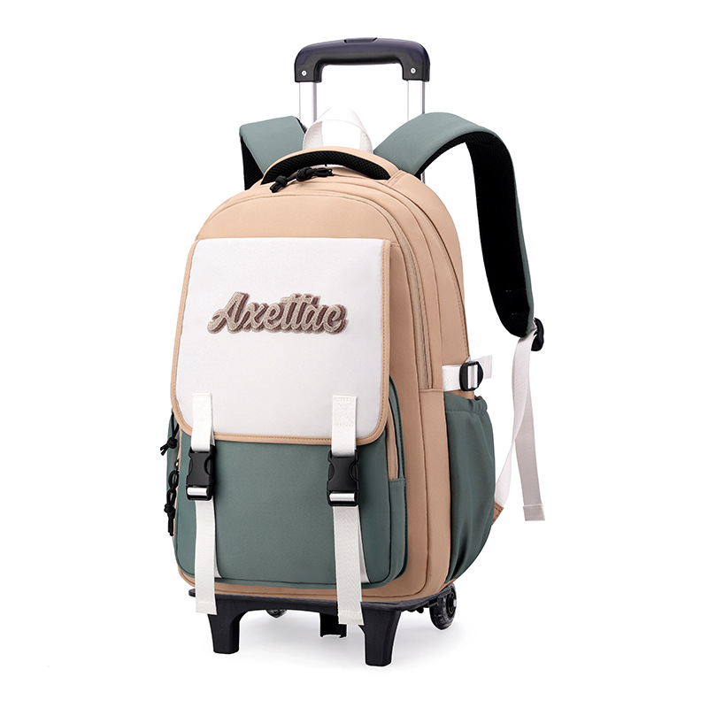 Peces naturales 2024 nueva mochila de tirón de gran capacidad de seis ruedas de escalada de escaleras mochila de doble propósito mochila de estudiantes de primaria