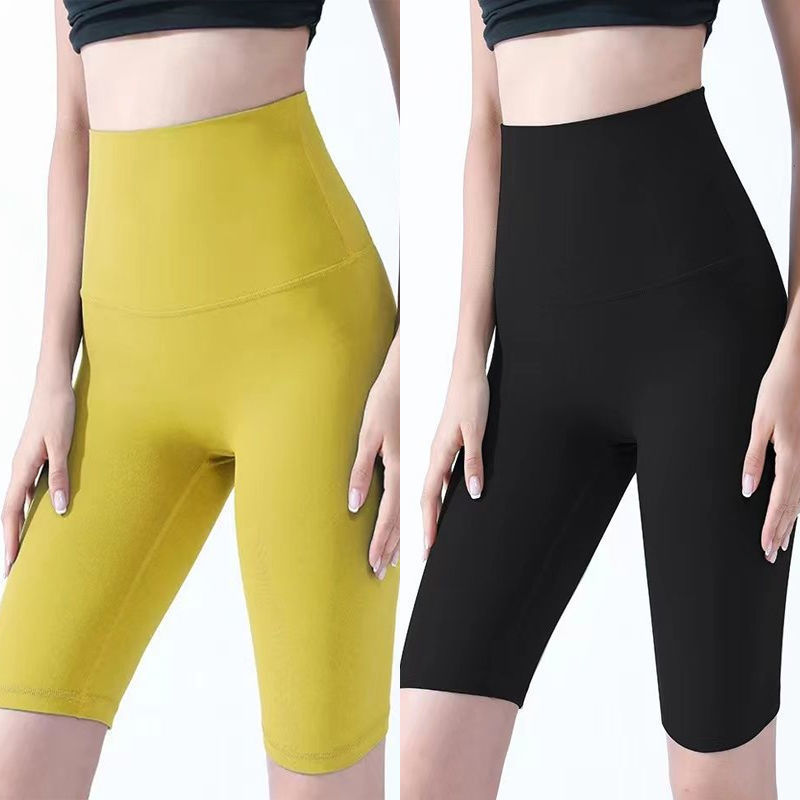 Pantalones cortos desnudos de mujer elásticos apretados para elevar las caderas de cinco puntos pantalones deportivos de secado rápido succión de sudor entrenamiento para correr fábrica de comercio de ping