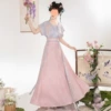 Blue tang gauze + pink eight-piece skirt
