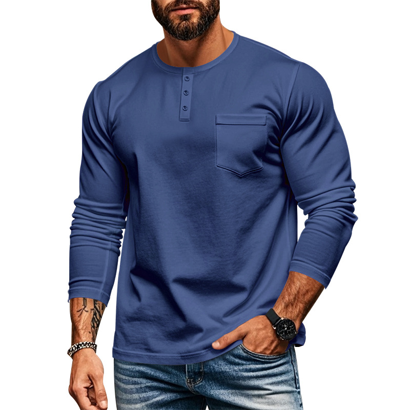 European And American 24 Cross-Border Men's Autumn Winter Round Neck T-Shirt Slim Fit Breathable Pullover Casual Long_voghion.com