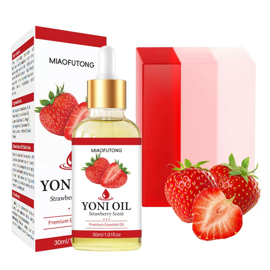 跨境全英文草莓私密精油私密皂Yoni soap套装手工精油皂沐浴香皂