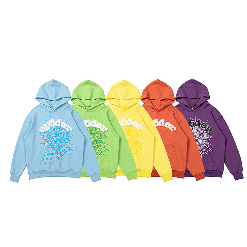 American Trendy Brand Sp5Der 555 Loose-Fitting Spider Web Trendy High Street Hip-Hop Long-Sleeved Hooded Sweatshirt for Men and Women