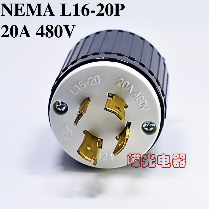 LK-6424 NEMA L16-20P 20A 480V美标防脱落插头4芯防松半导体插头