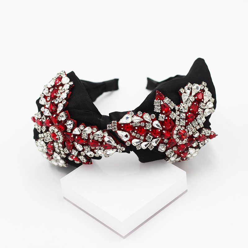 Baroque Full Diamond Big Flower Bow Headband display picture 5