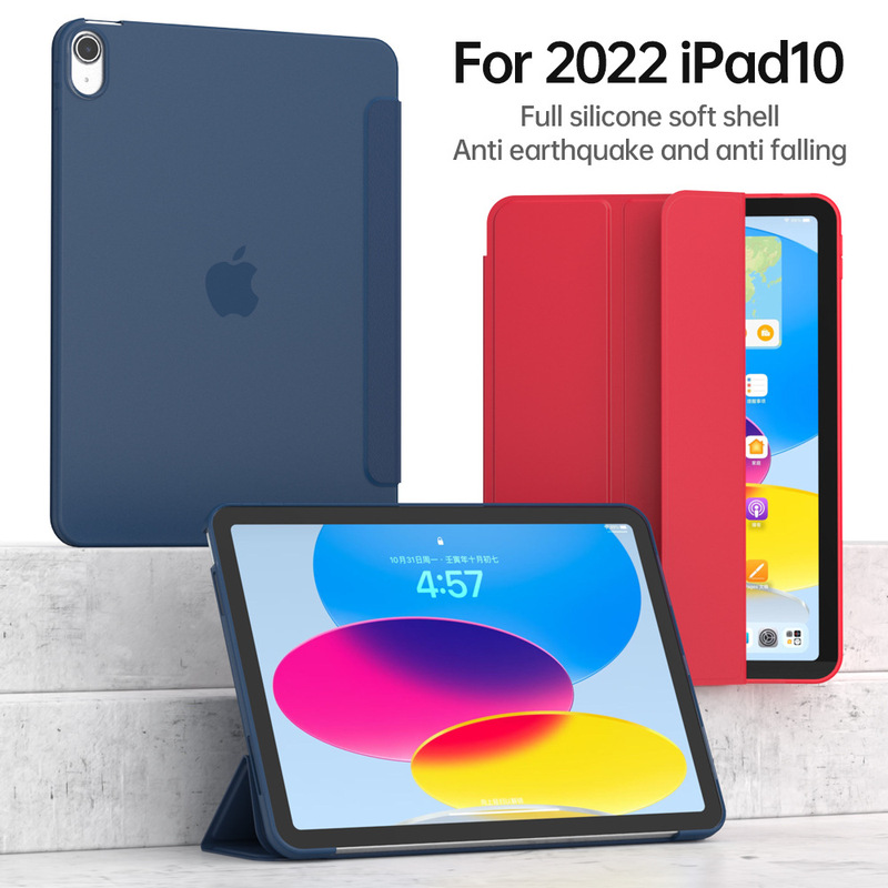 New 2024ipad10 10.9 inch tri-fold protective case air5 silicone leather case 10.2 ultra-thin protective case