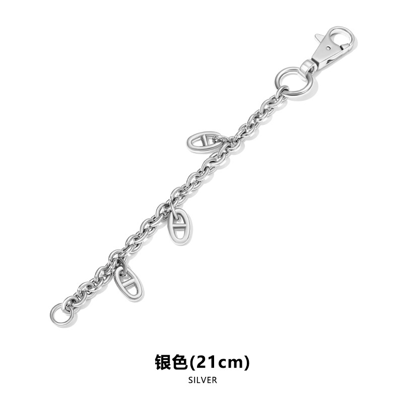 H-140 삼돼지코 펜던트 체인 실버 21CM