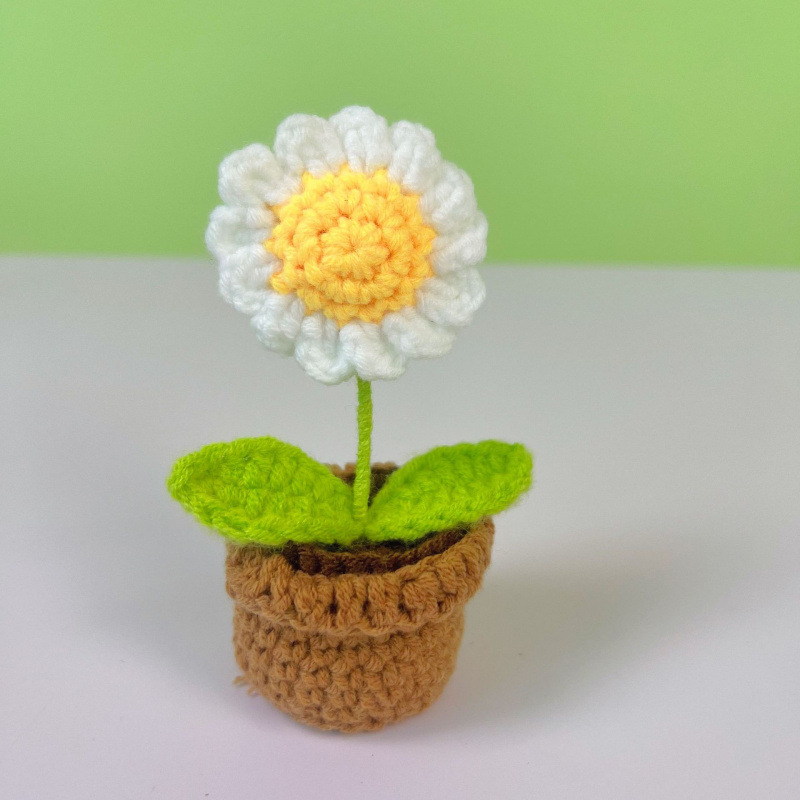 Lama tejida transfronteriza terminada, amor, planta en maceta, decoración de escritorio de estudio de flores artificiales, día de San Valentín, Navidad