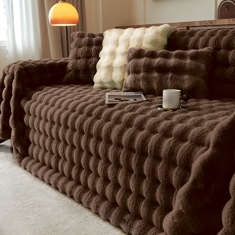 Todo incluido nuevo sofá de otoño y invierno para gatos cubierta de conejo peluche grueso cálido sofá cubierta toalla cojín manta sala de estar