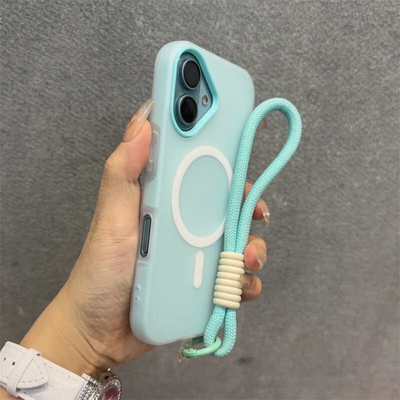 适用苹果16磁吸手机壳带挂绳手腕带iPhone15ProMax新款13全包14套|undefined