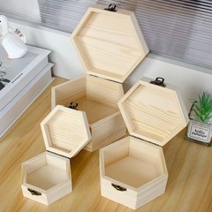 木箱六角無垢材レトロ収納ボックス多角形ギフト包装ボックスジュエリーボックスカスタムフリップ木製