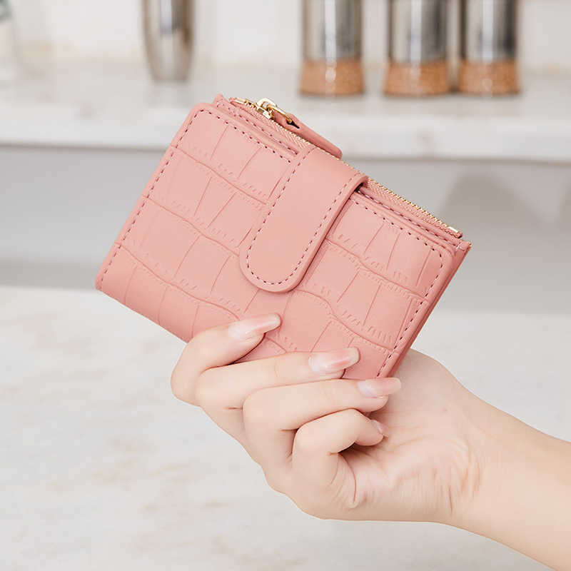 2025 New Style Women's Card Bag with Multi-function Crocodile Pattern Korean Mini Portable Folding Short Coin Purse
