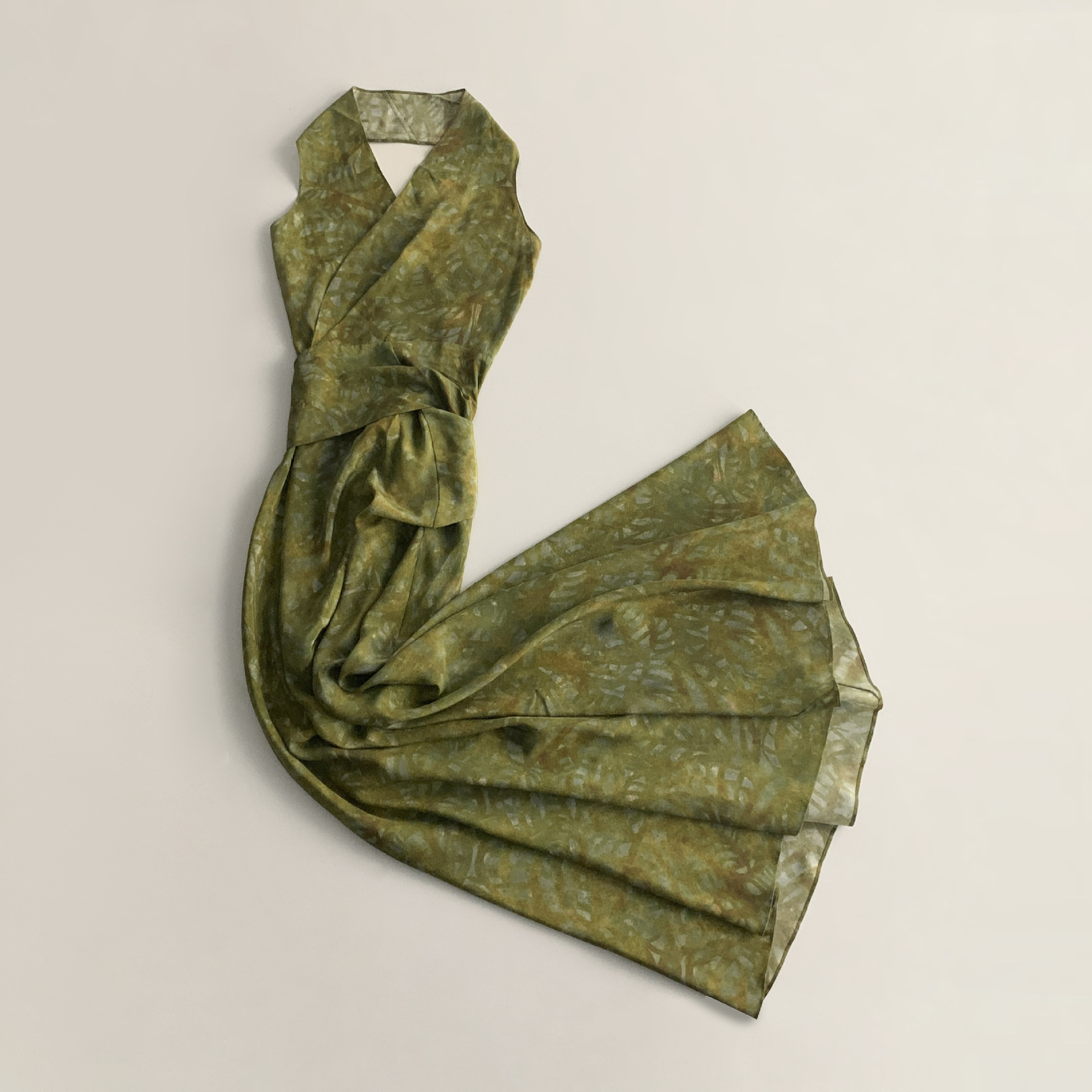 Light Luxury Halterneck Backless Waist-Wrapped Silk Printed Dress for Women Summer High-End Sleeveless Tea Break Long Skirt