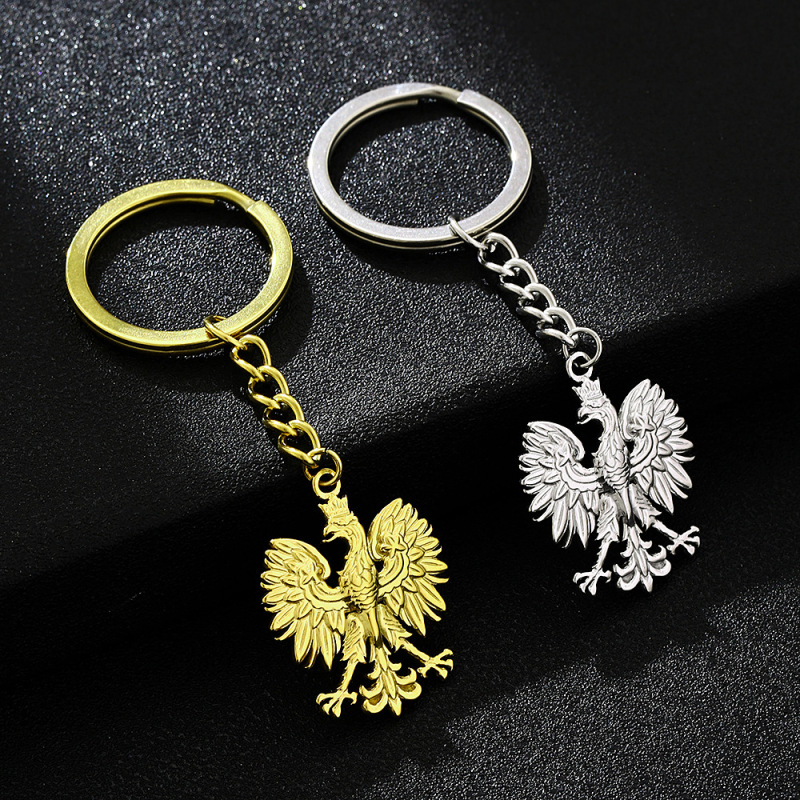 European and American Hot-Selling Retro Polish National Emblem Eagle Keychain Decoration Men's and Women's Ethnic Style Versatile Titanium Steel Accessories New Product