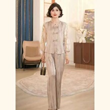2025新款七分袖开衫上衣裤子妈妈时尚套装气质中年女春夏款两件套
