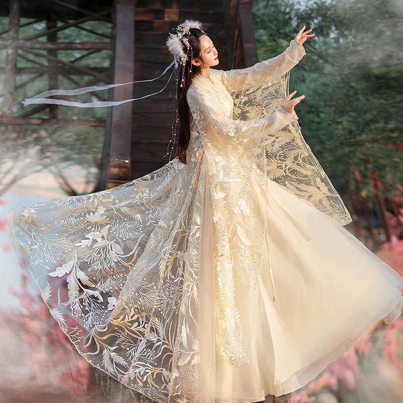 2025 Spring and Autumn New Style Adult Student Hanfu Women's Vacation Jin Dynasty Waist-Length Skirt Chinese Style Fairy-Like Elegant Ancient Costume