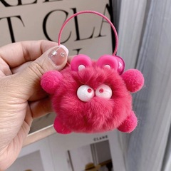 毛茸茸鑰匙扣可愛獺兔毛小煤球包包掛件丑東西公仔掛飾玩偶汽車