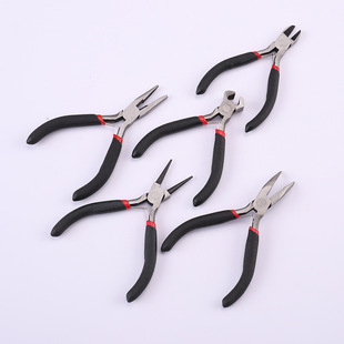 Handmade Mini Mini Pliers 4.5inch Mini Black Handle Pointed Nose Round Pliers Vise DIY Tools Jewelry Pliers