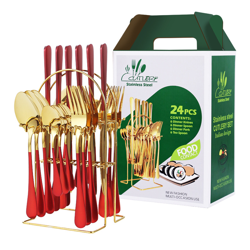 Conjunto de 24 piezas de oro rojo-caja verde