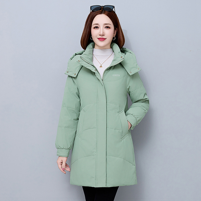 2025 nueva moda de la madre de estilo extranjero de gran tamaño blanco chaqueta de plumón ligera para mujeres de invierno grueso abrigo largo