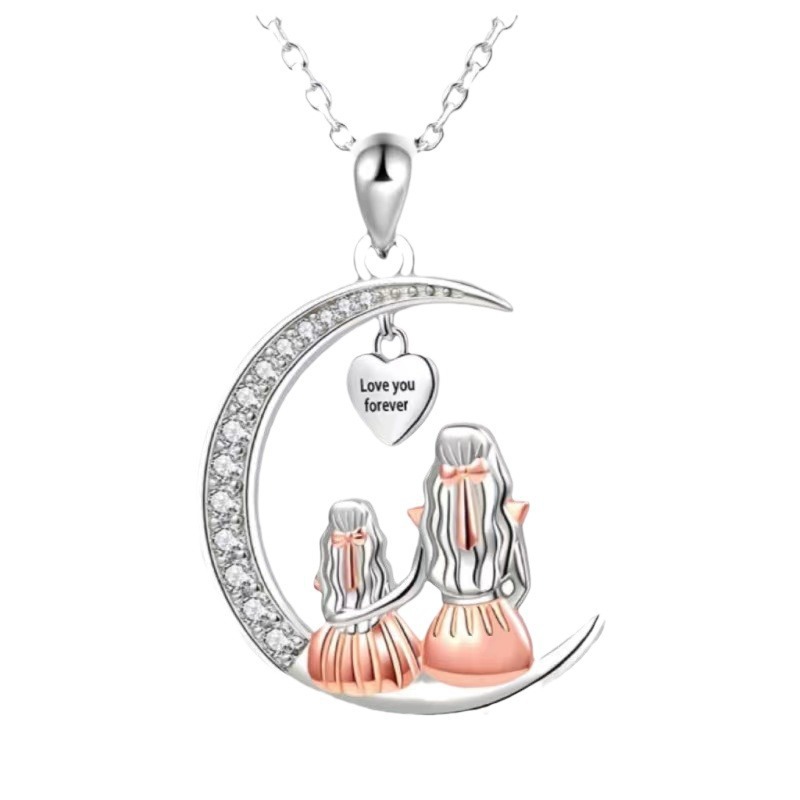 Vlinder Liefde Ketting Halve Maan Persoonlijkheid Eenvoudige Hanger Moederdag Cadeau MOM Ketting_voghion.com