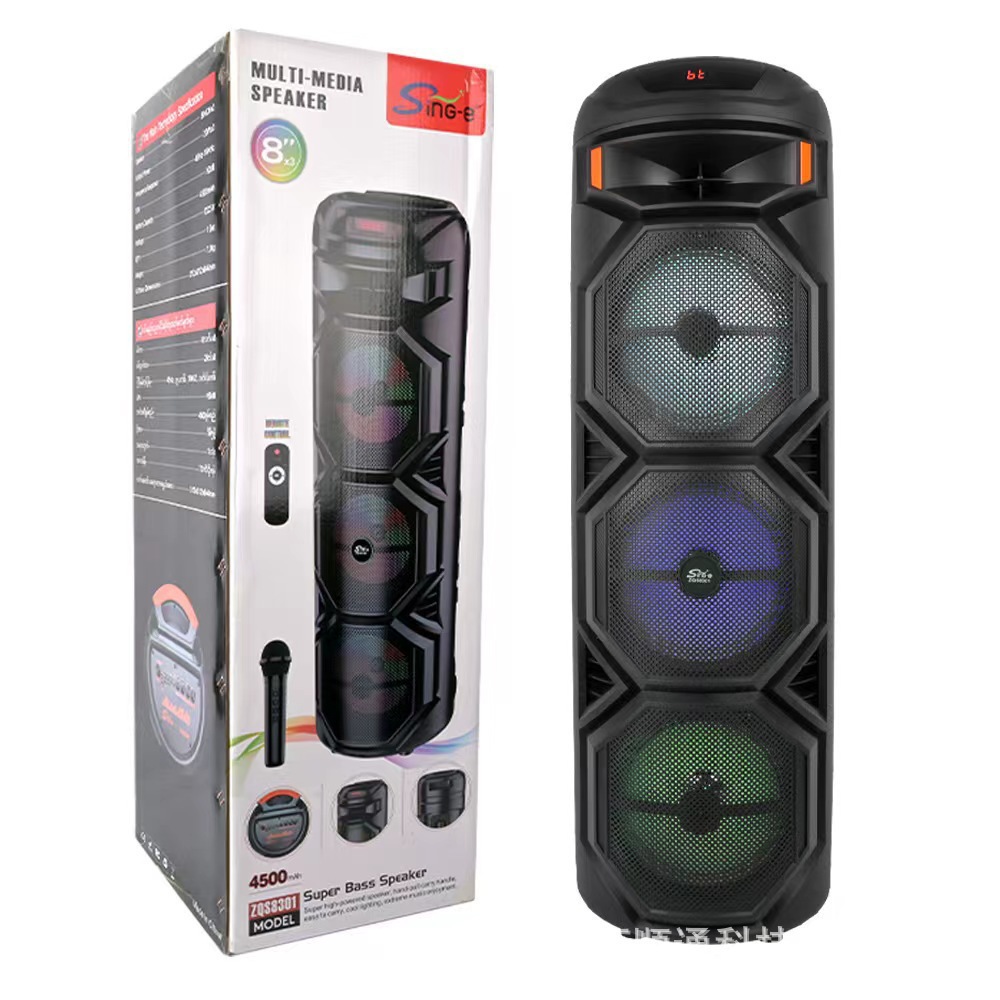 Fabricantes para el nuevo sonido tres de ocho pulgadas altavoces cilíndricos bluetooth alta potencia fiesta al aire libre sonido al por mayor