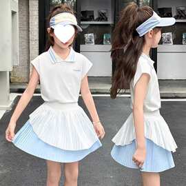 羽毛球套装速干女童2026新款夏季短袖新款网球训练短裙运动两件套