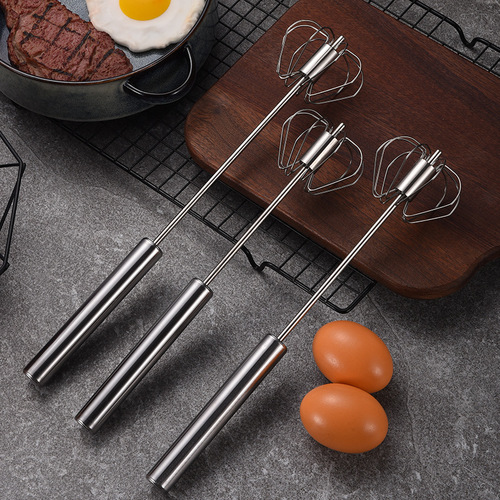 Stainless steel semi-automatic egg beater household baking tools cream egg press rotating hand mixer