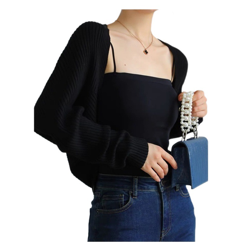 Autumn French Style Knitted Cardigan Women's Shawl Small Waistoutwear Suspender Outer Loose Blouse Thin Outwear