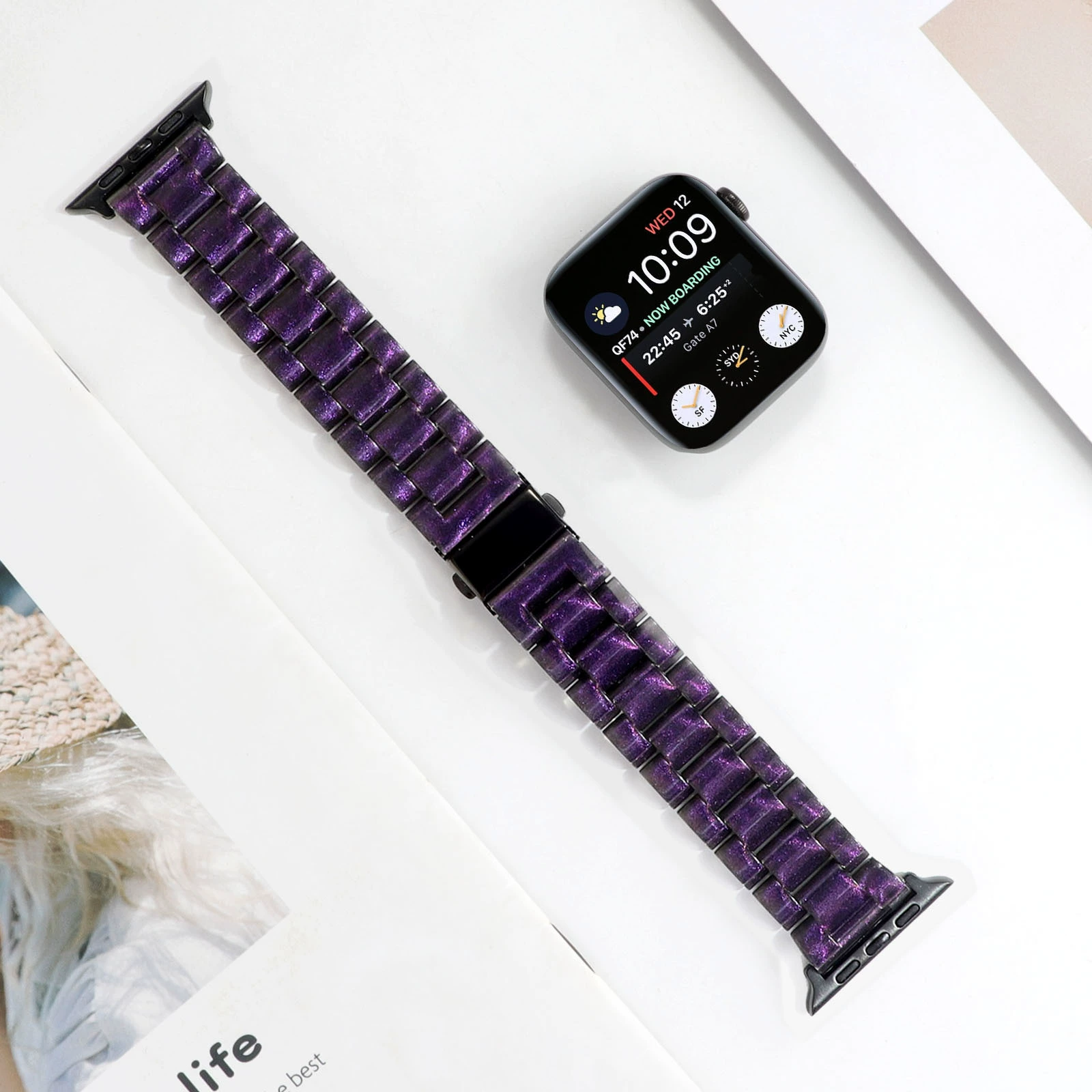 Новые фантазийные три растения подходят для Apple iWatch импортированный сверкающий порошок поликарбонат три часы