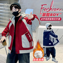 男童派克服保暖大衣加绒加厚棉衣儿童外套2025秋冬装时髦连帽风衣
