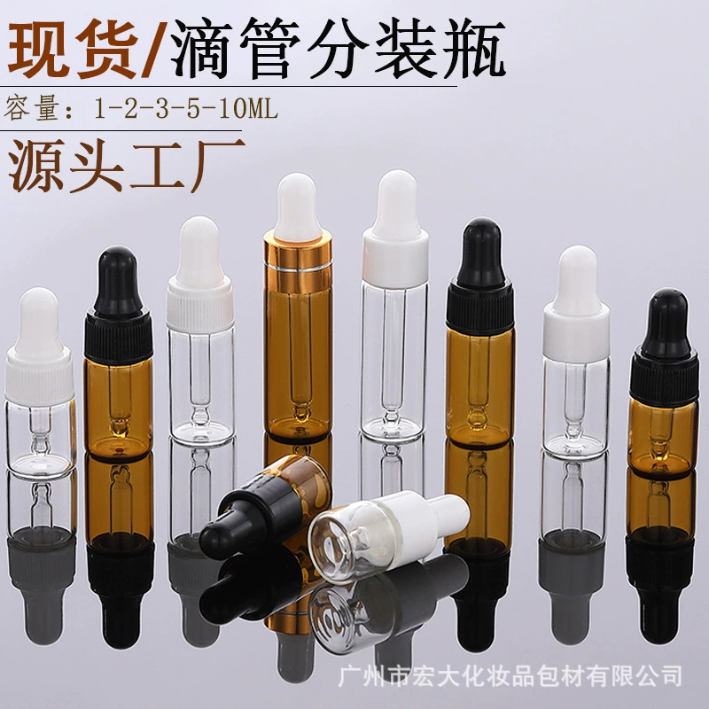 Флакон-капельница для эфирных масел, коричневый, 1 мл, 2 мл, 3 мл, 4 мл, 5 мл, пробник, упаковка, стеклянный флакон-трубка