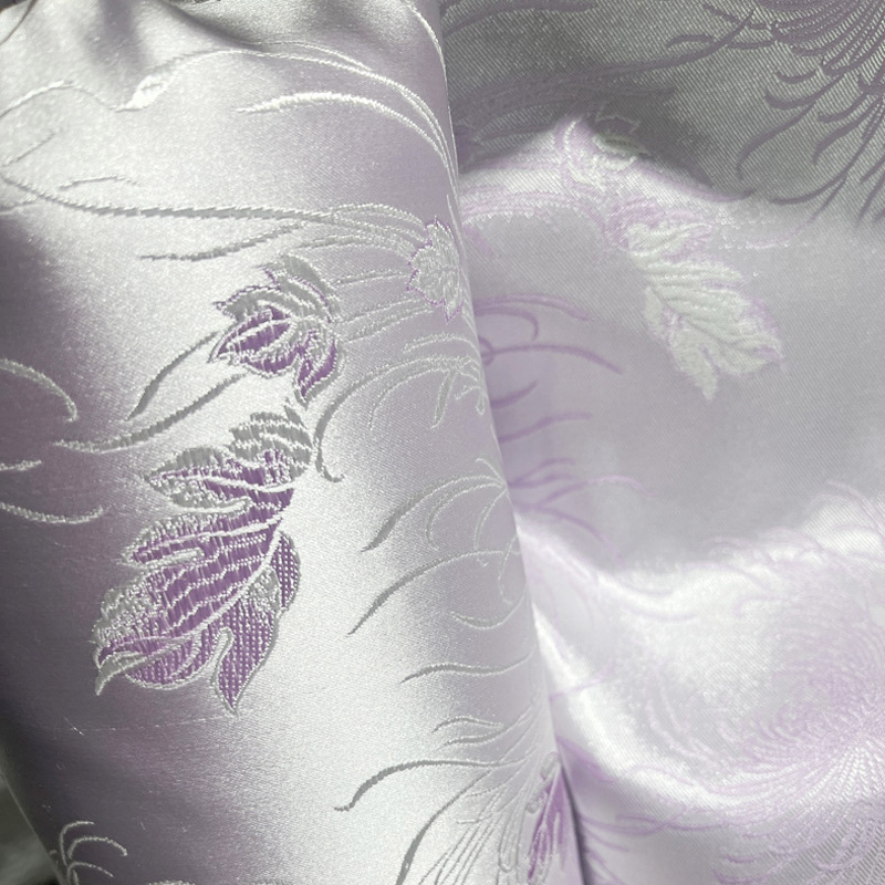 菊花织锦缎提花布料汉服唐装旗袍丝绸缎新中式女装服装手工面料