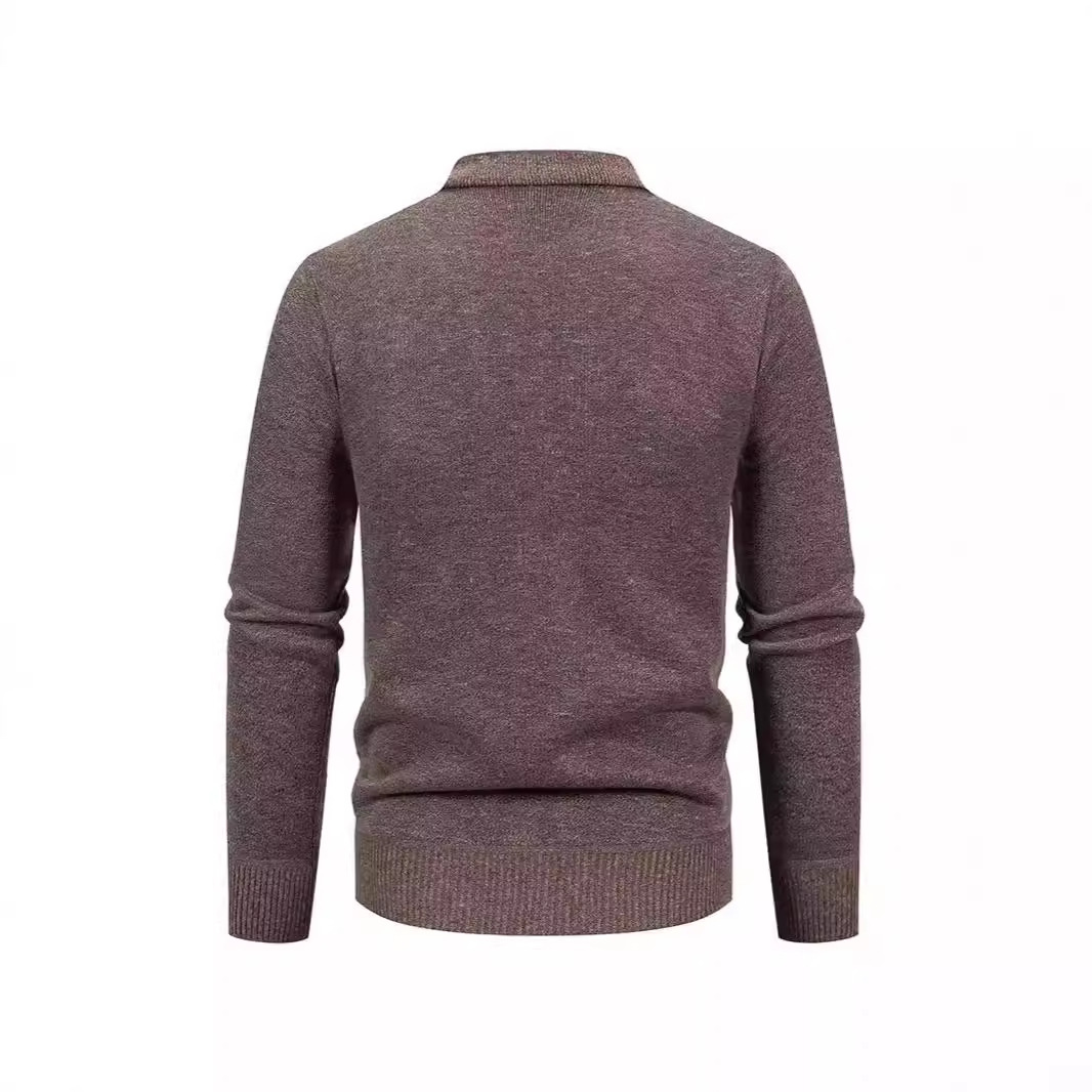 Herrenbekleidung 2024 Herbst und Winter neuer lässiger Pullover für Herren einfarbiger, verdickter Samtpullover mit Strickpullover für Herren_voghion.com