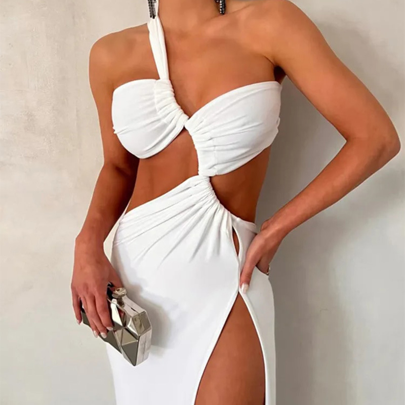 Wholesale Sexy Backless Solid Color Masquerade Collarless Sleeveless Sheath Dress display picture 9