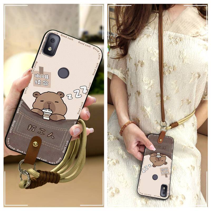 Suitable for Tcl Mobile Phone Case, Youth New Lanyard, Creative Trendy Q Version Satchel Silicone Dustproof Hanging Neck, Simple