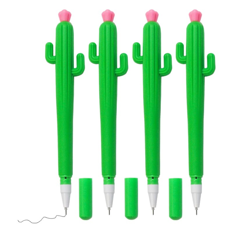 Pluma de descompresión de dibujos animados lindo cactus pluma de gel suave estudiante papelería creativa cactus forma de bola pluma de firma
