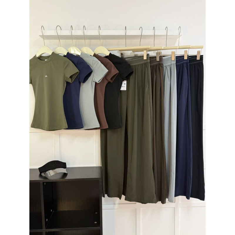 In-stock, fast delivery. Letter A yoga outfit for women, Pilates fitness tight-fitting T-shirt, quick-dry running sports set