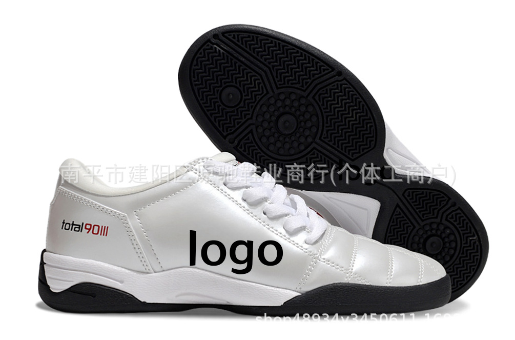 Fábrica de Putian al por mayor T90 serie interior MD fondo plano zapatos de fútbol de fondo bajo entrenamiento césped interior y exterior