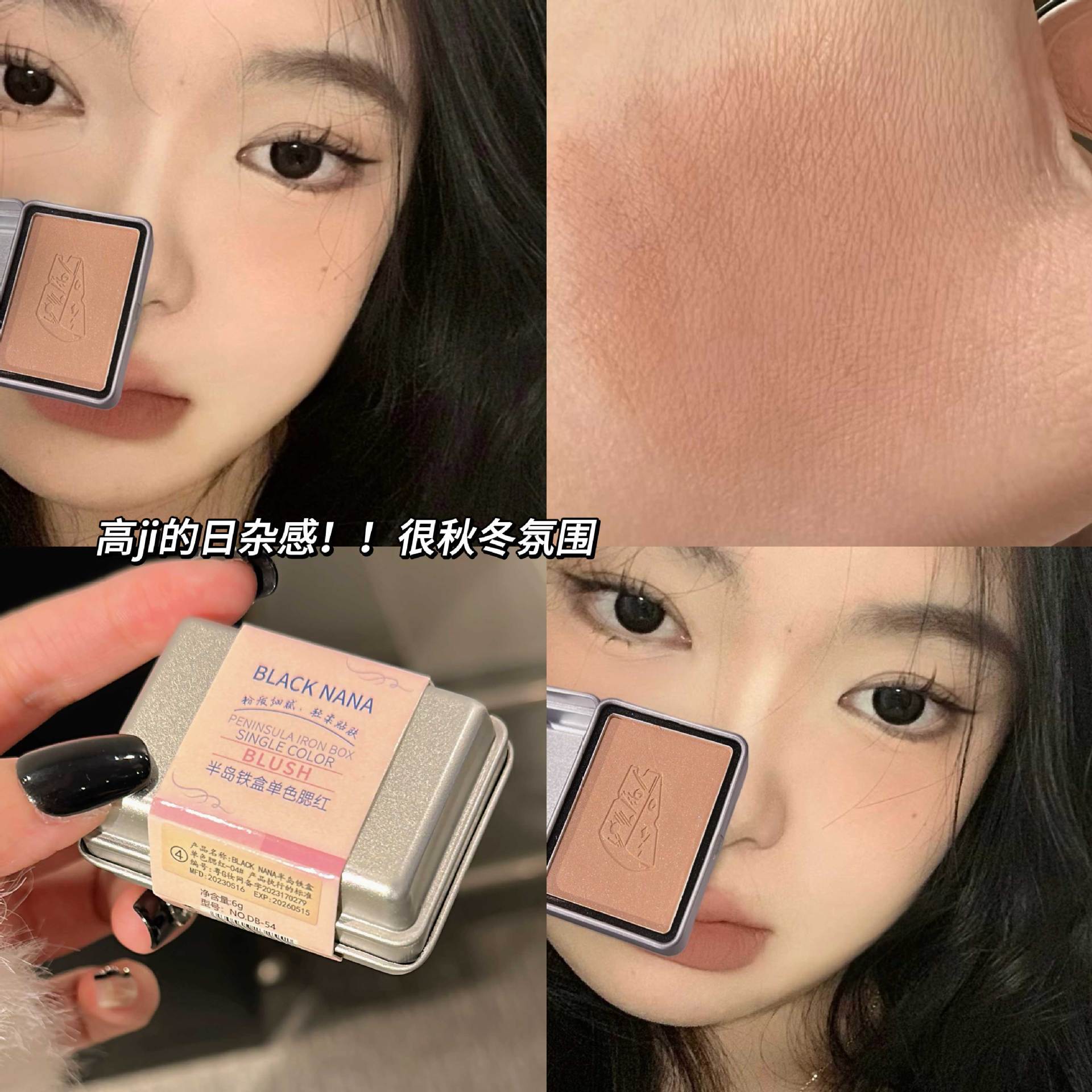 Península BLACKNANA caja de hierro monocromo rubor maquillaje mate tierna pseudo llano reparación facial Rouge placa